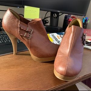 Brown bootie heels